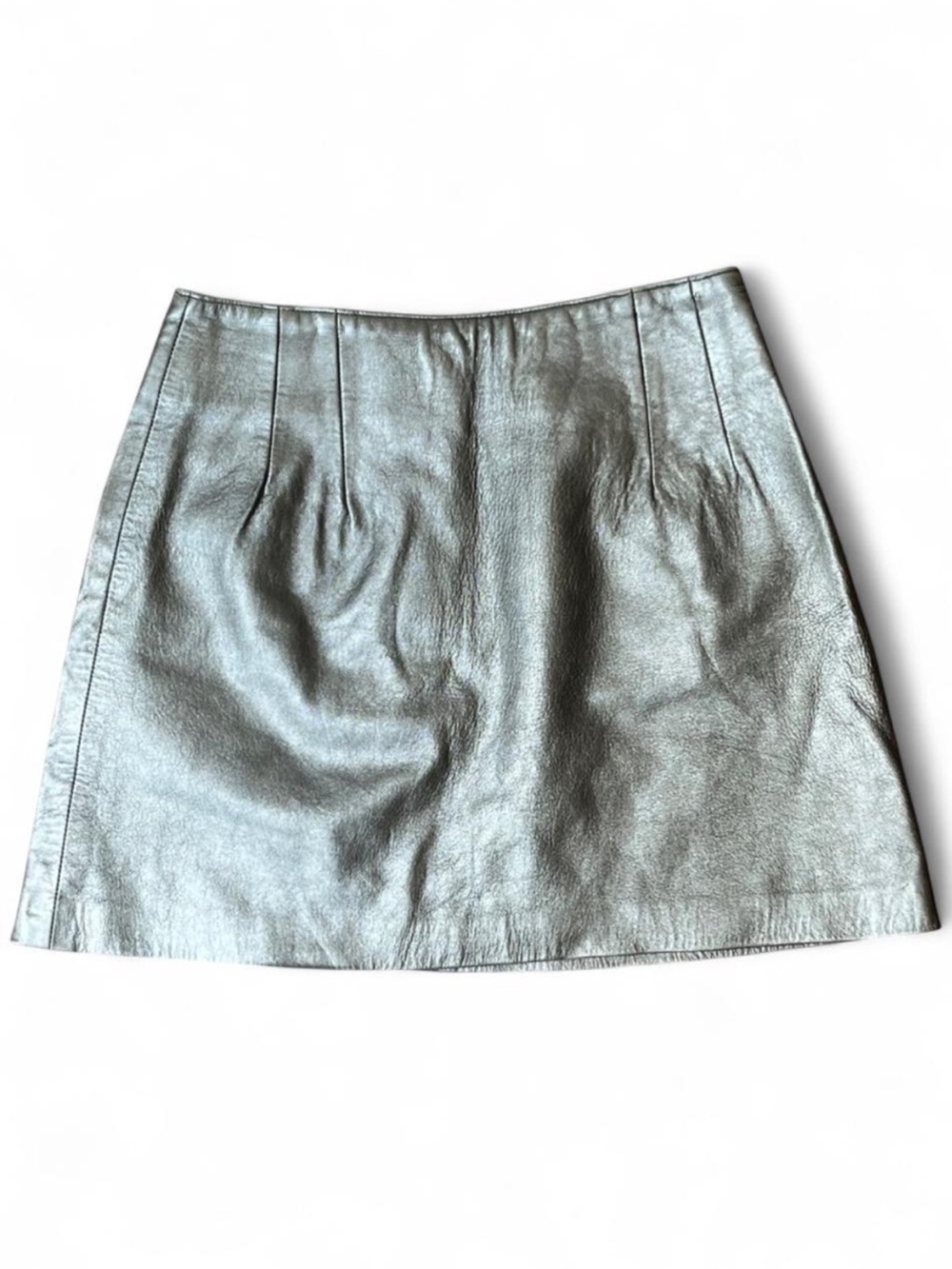 Vintage Silver Leather Mini Skirt Like New